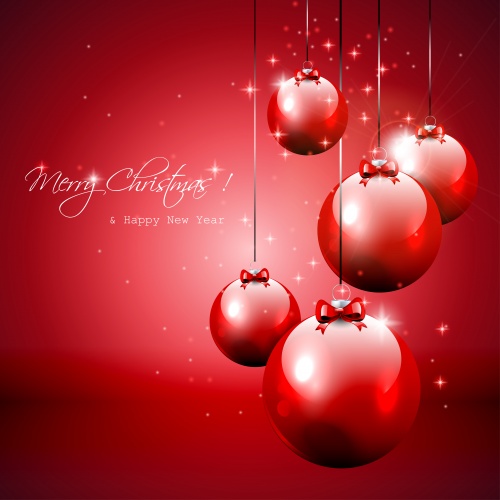     Stock: Elegant red Christmas background with baubles and gifts