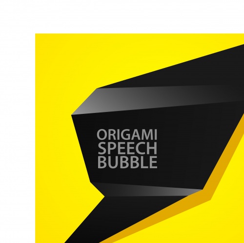       | Abstract black and yellow origami speech bubble vector