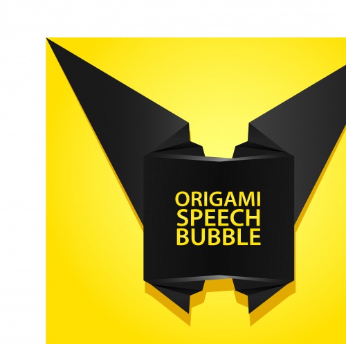       | Abstract black and yellow origami speech bubble vector
