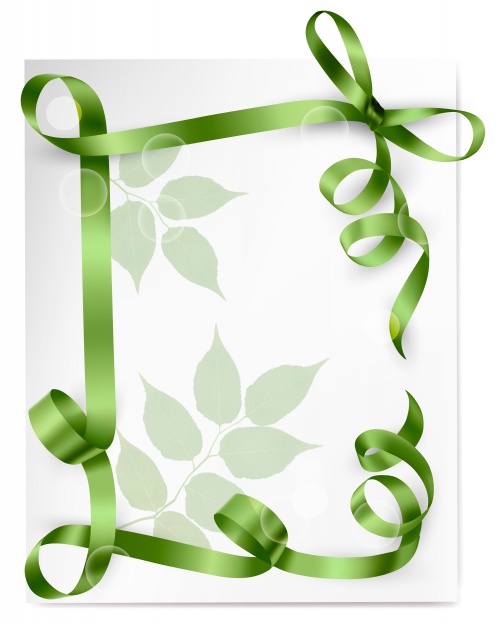 Holiday background with red green and blue gift bow with red ribbons
