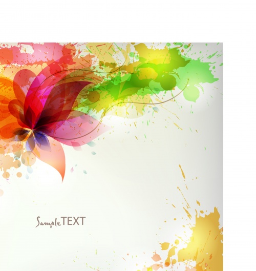 Background with colorful flower and blots