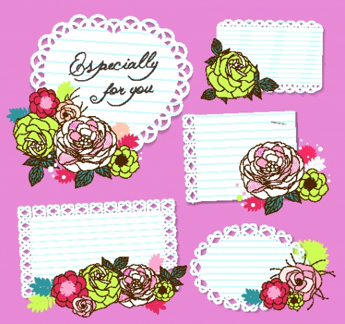       | Scrap kit and backgrounds flowers vector