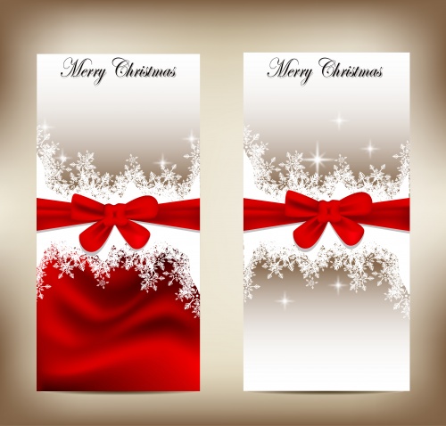      -   Stock: Beautiful Christmas cards and banners with bows and snowflakes