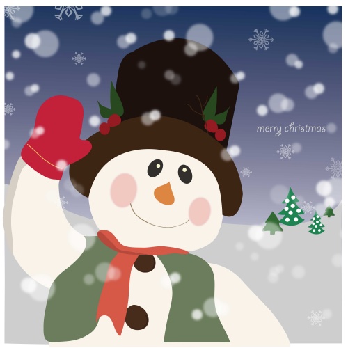     Stock: Vector Christmas Background with a Small Snowman