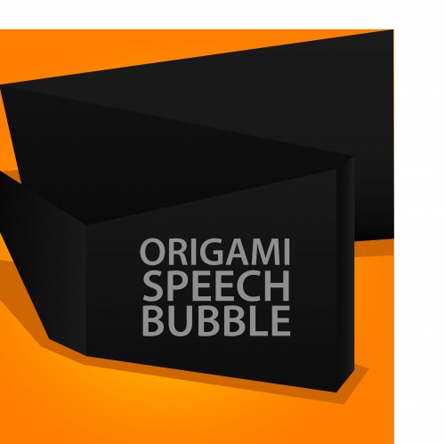 ׸        | Black and orange origami speech bubble vector background
