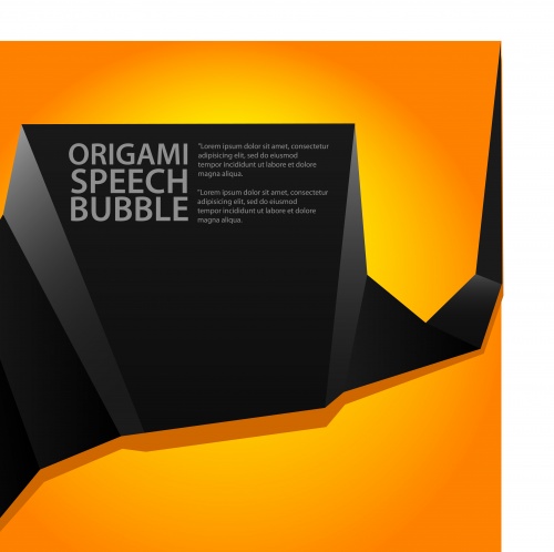 ׸        | Black and orange origami speech bubble vector background