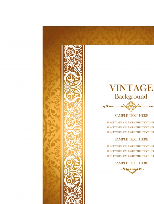 Vintage invitation cover background antique victorian gold ornament vector