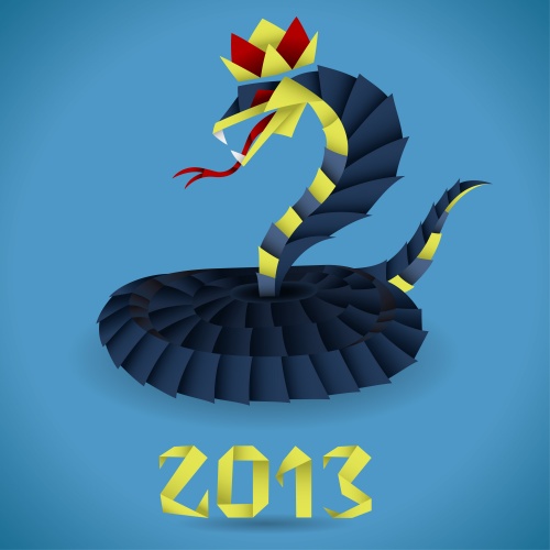Paper Origami Snake with 2013 Year
