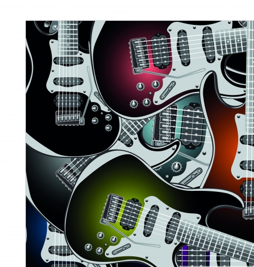      | Music poster microphone and guitar vector
