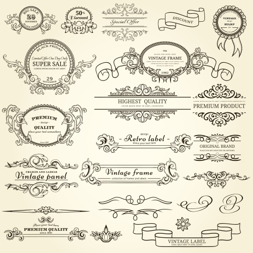        / Vintage elements for certificate on white background - vector stock