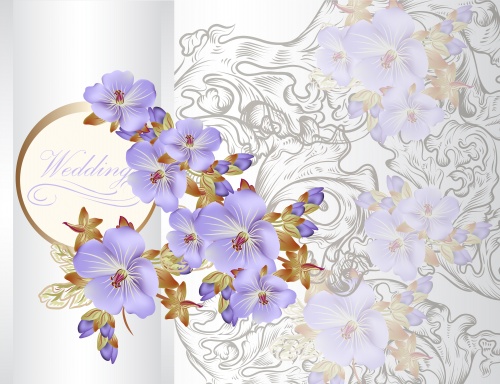 Wedding backgrounds with flowers and butterflies - vector