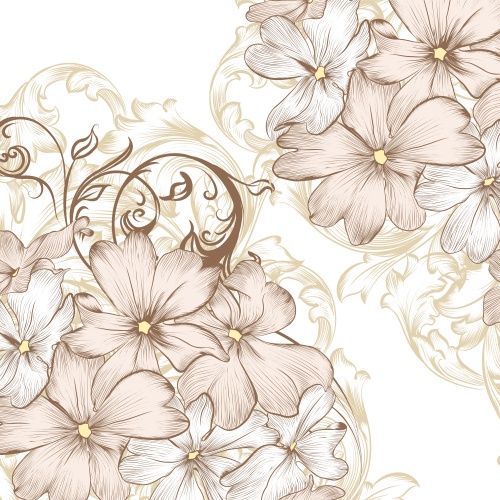 Wedding backgrounds with flowers and butterflies - vector