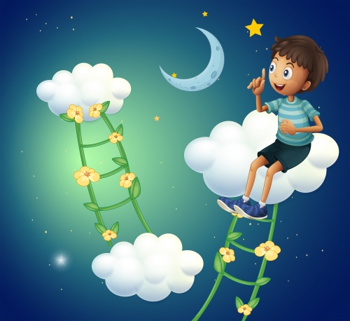 Children background with boy and girl - Vector clipart