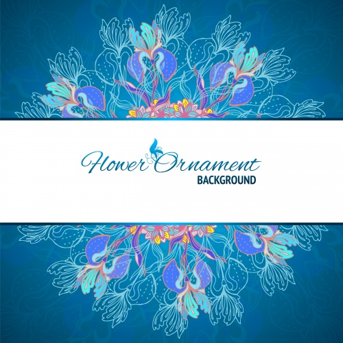Turquoise vector backgrounds with floral patterns