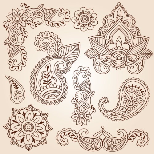 Stock: Ornate Henna Paisley Doodle Vector