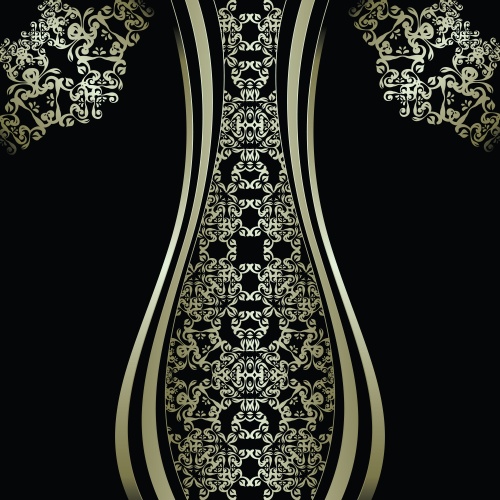     , 7 / Black vintage with gold ornament in vector, 7