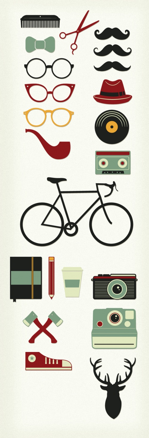 Hipster Photoshop Vector Set 1
