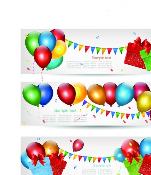       | Holiday vector background with colorful balloons and gift boxes