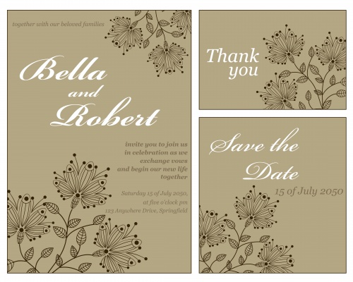 Stock: Set of wedding or invitation card