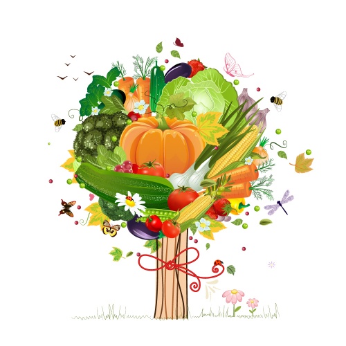 Autumn decorative tree with vegetables