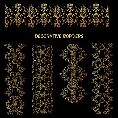  ,     / Vintage alfabet, borders and gold ornament - vector stock