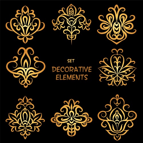  ,     / Vintage alfabet, borders and gold ornament - vector stock