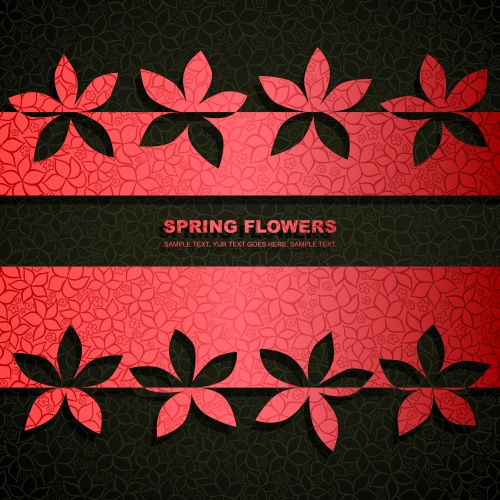        / Black and red flower background in vector