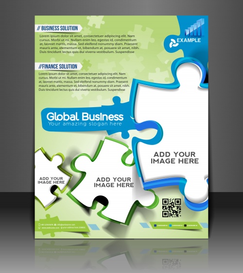    / Vector puzzle business brochure, flyer - vector stock