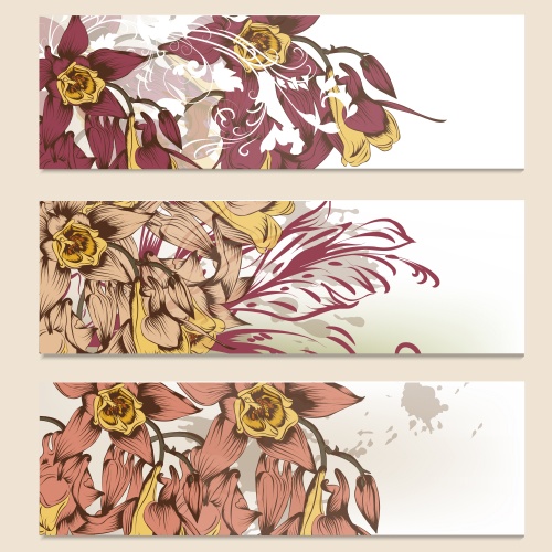 Abstract banners with flowers