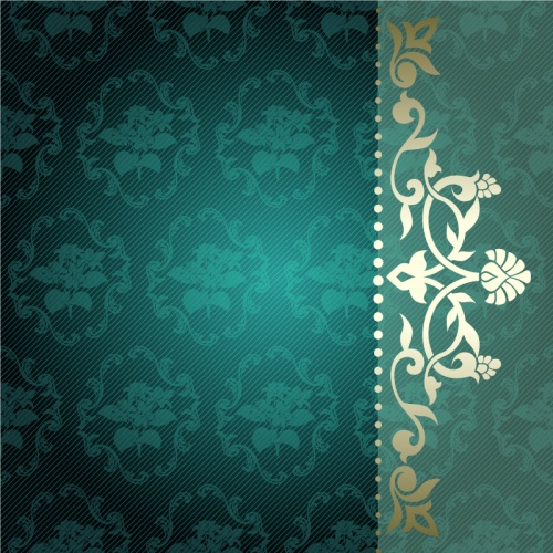       / Vintage green backgrounds with gold elements - vector stock