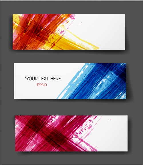 Set of bright grunge banners