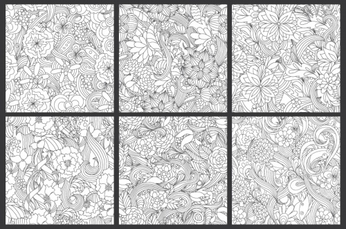 Seamless Vector Patterns Floral Chaos Set 59