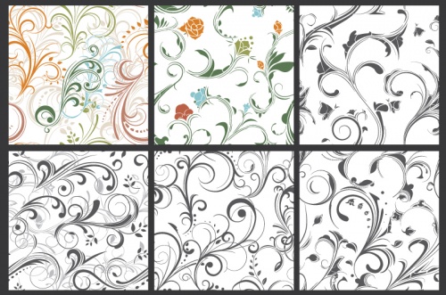 Seamless Vector Patterns Floral Chaos Set 64