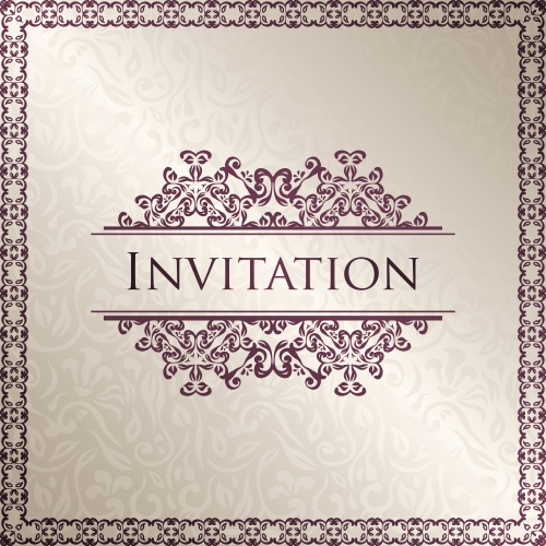         / Vintage invitations with gold ornaments in vector