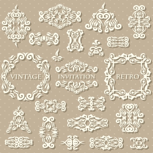         / Vintage invitations with gold ornaments in vector