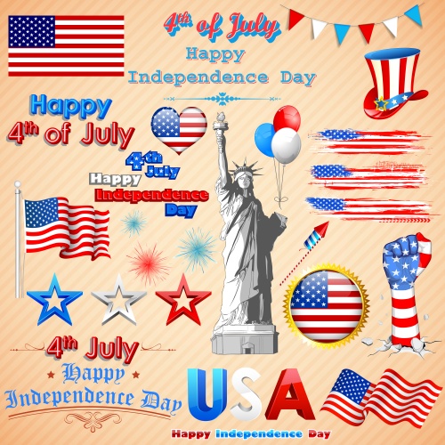   ,  4 / Independence day of USA, part 4 - vector stock