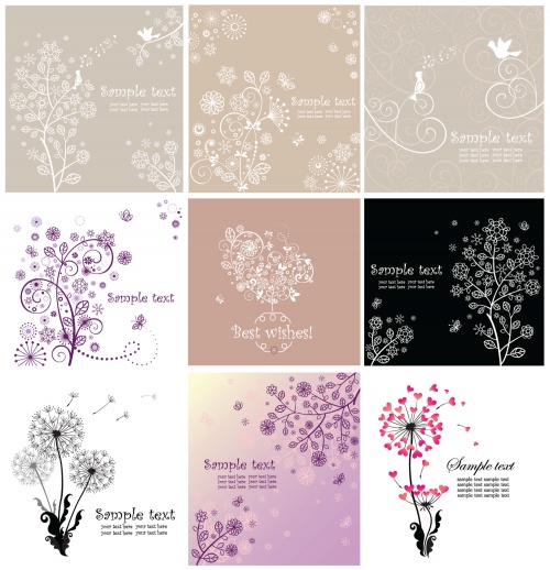 Floral greeting cards set 2