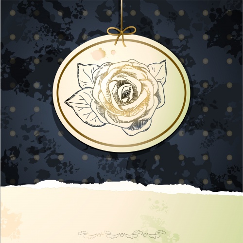     / Vintage background with roses, vector