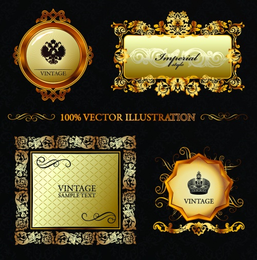Vintage background with space for text, golden decor - vector clipart