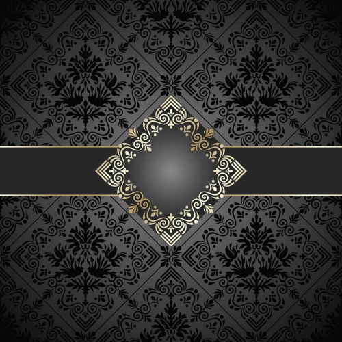       / Black vintage backgrounds with gold elements in vector