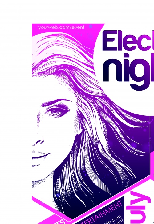     | Party poster music club electro night vector