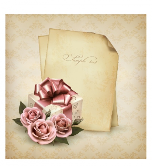      / Collection of holiday greeting cards with roses in vector