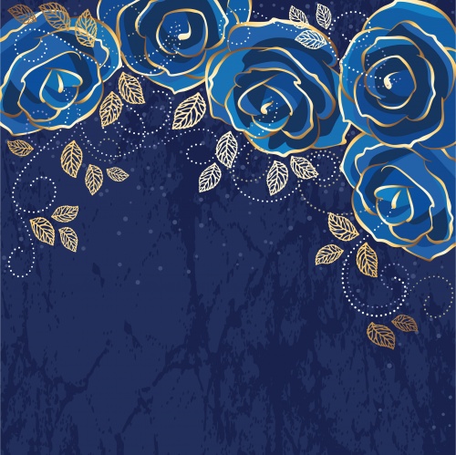       / Roses blue vintage card in vector
