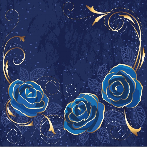       / Roses blue vintage card in vector
