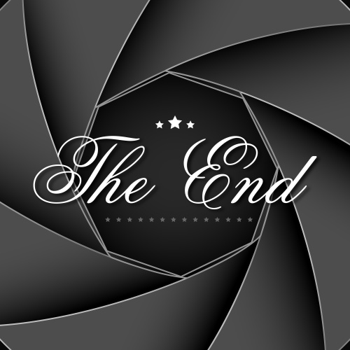  The End / Inscription the end on a red and black background in a vector