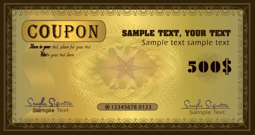   -   | Coupon certificate gold - Stock Vectors