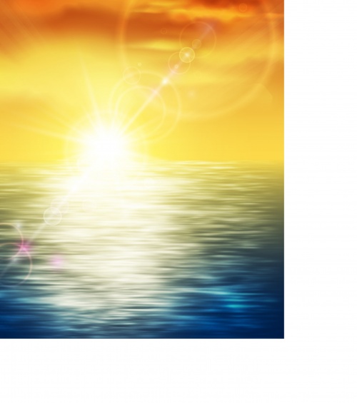 Vector background with sunset and sea