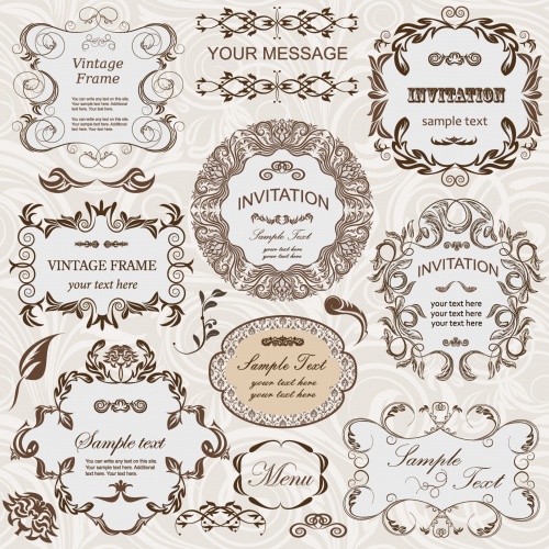 Calligraphic design elements and frames