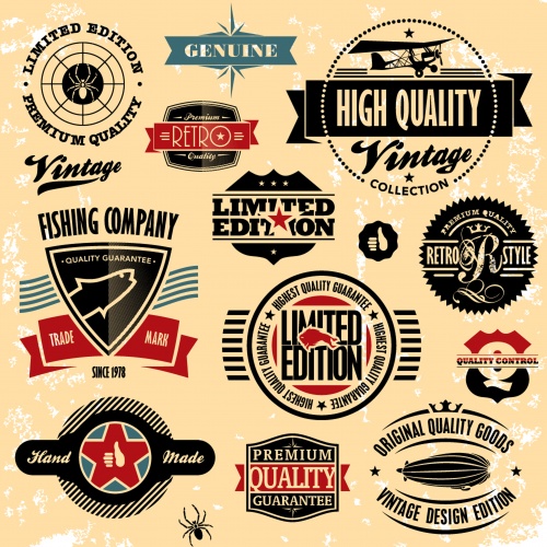 Retro labels, stickers and badges