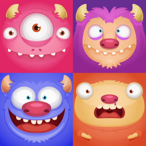 Set of cartoon monsters